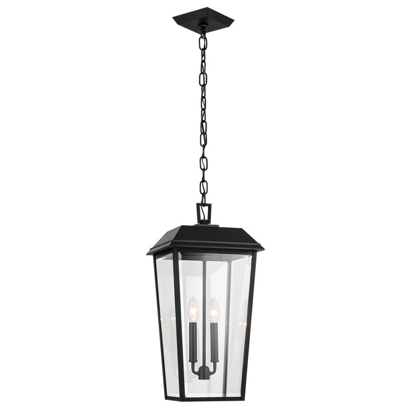 Two Light Outdoor Pendant from the Mathus Collection in Textured Black Finish by Kichler