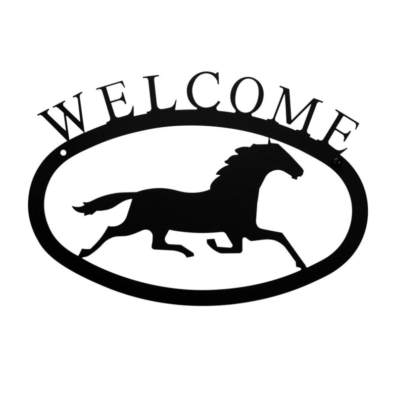 Village Wrought Iron WEL-17-S Running Horse Welcome Sign Small