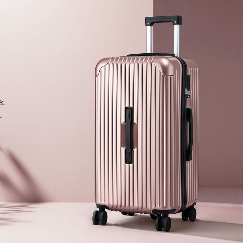 Wanderlite 28″ Trunk Luggage Suitcase Travel 5 Wheels Type-C Port TSA Rose Gold