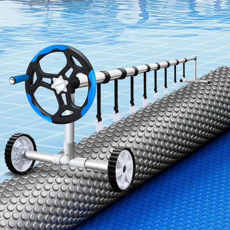 Aqua Buddy Pool Cover 600 Micron Solar Heat Blanket 10.5×4.2m w/ 5.55m Roller Blue