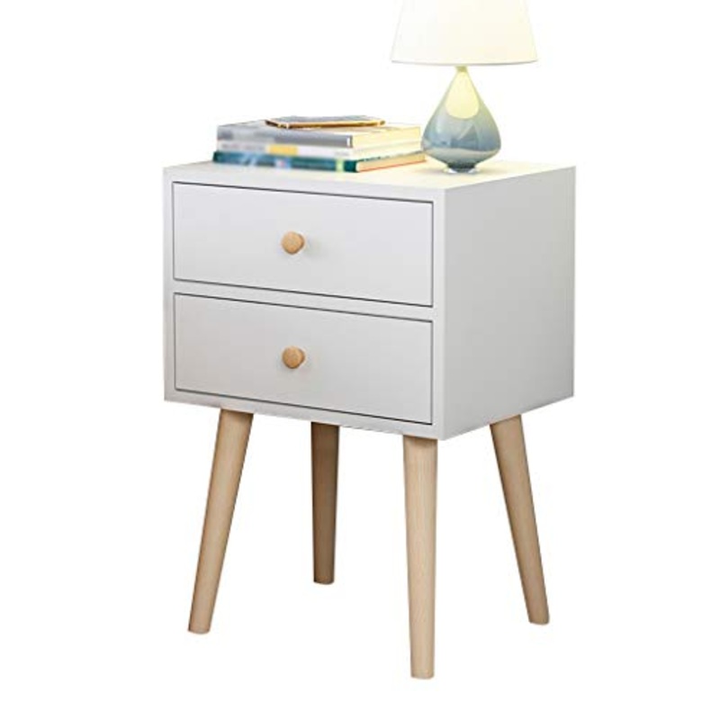 Comodino Assemblea Addensare Domestica di Legno Solido Doppio pompaggio Corridoio Bagno Camera da Letto Soggiorno Locker Multifunzione 40X30X58cm FANJIANI (Color : White)