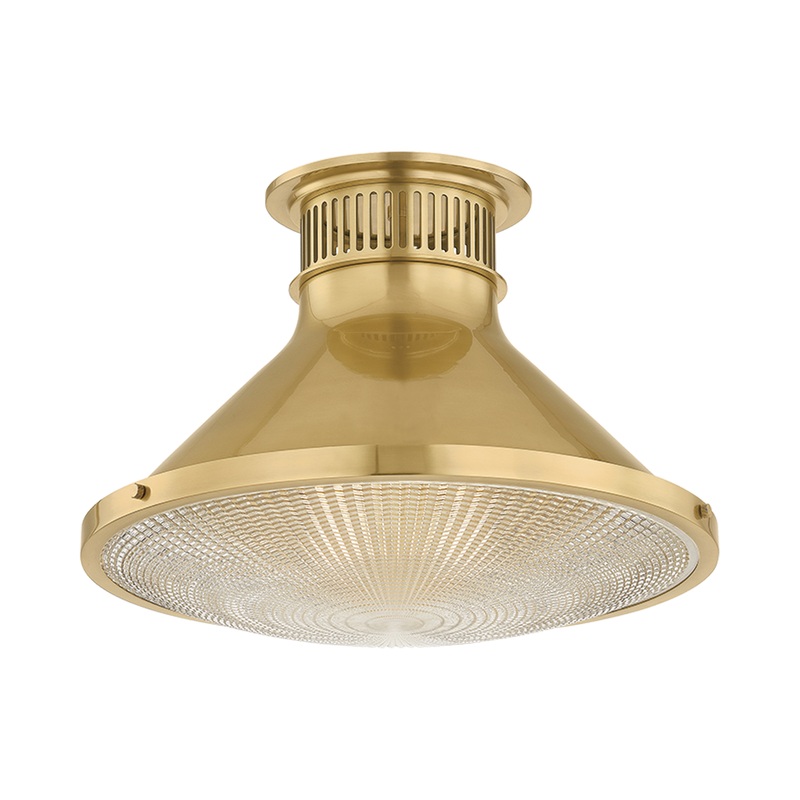 Highclere 1-Light Flush Mount Aged Brass