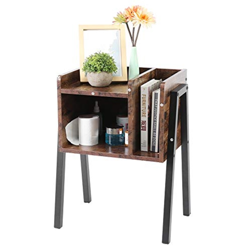HYM Tavolino da Comodino Impilabile dell’Alto Comodino Elegante con unit di Stoccaggio Verticale Comodino in Legno