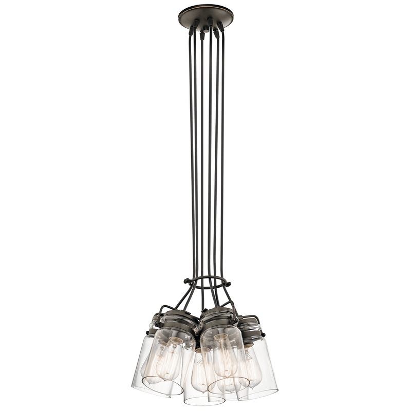Kichler 42877OZ Six Light Pendant, Olde Bronze