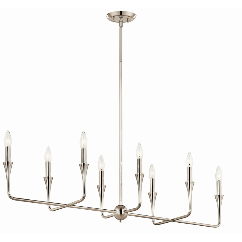 Kichler 52693PN Eight Light Linear Chandelier, Polished Nickel