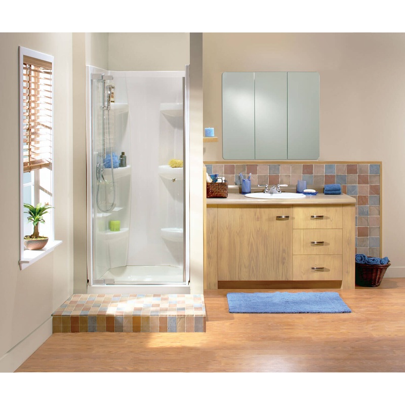 MAAX 101430-000-001-000 Square Base 36 3 in. 36 x 36 Acrylic Alcove Shower Base with Back Center Drain in White
