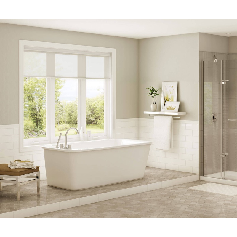 MAAX 105798-000-001-100 Lounge 64 x 34 Acrylic Freestanding End Drain Bathtub in White with White Skirt