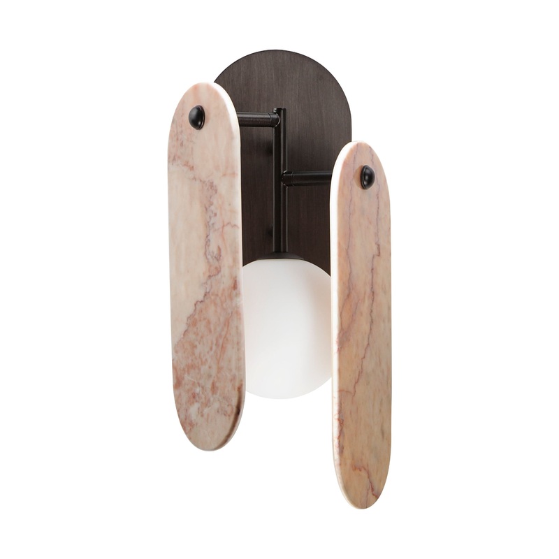 Megalith LED Wall Sconce Brushed Bronze Rose Jade