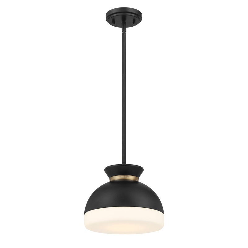 One Light Mini Pendant from the Gidget Collection in Matte Black/Vibrant Gold Finish by Crystorama