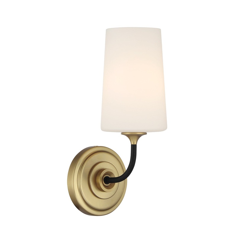 One Light Wall Sconce from the Niles Collection in Black Forged/Modern Gold Finish by Crystorama