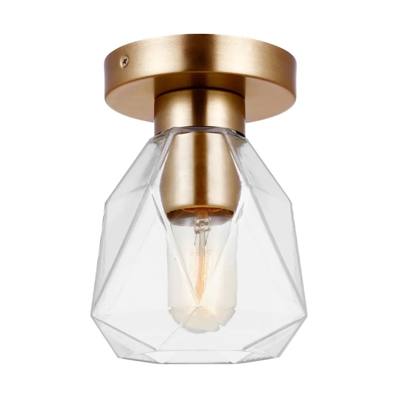 Quinn One Light Wall / Ceiling Semi-Flush Mount Satin Brass