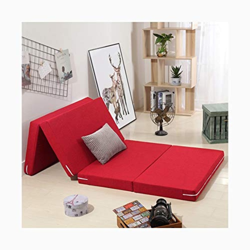 YANGLY 8 Centimetri di Spessore Materasso Pieghevole Multifunzione 4 Fold Materasso for I Giochi di Gioco, Picnic, Yoga, Tatami (Color : Red, Size : 24x79inch)