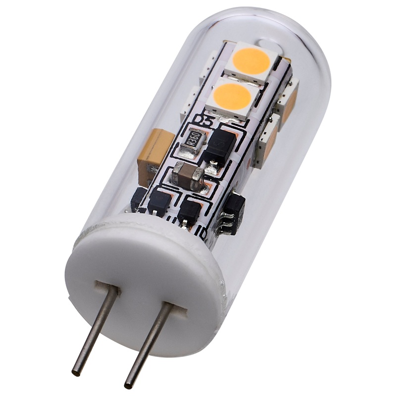 2 Watt T4 LED – Clear Finish – Bi Pin G4 Base – 3000K – 12 Volt Light Bulb by Satco
