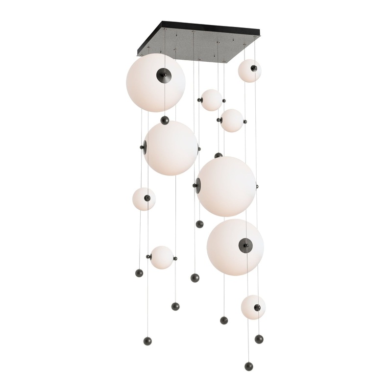 Abacus 10-Light Square LED Pendant Natural Iron Opal Glass (GG)