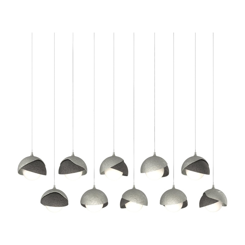 Brooklyn 10-Light Double Shade Pendant Sterling Natural Iron