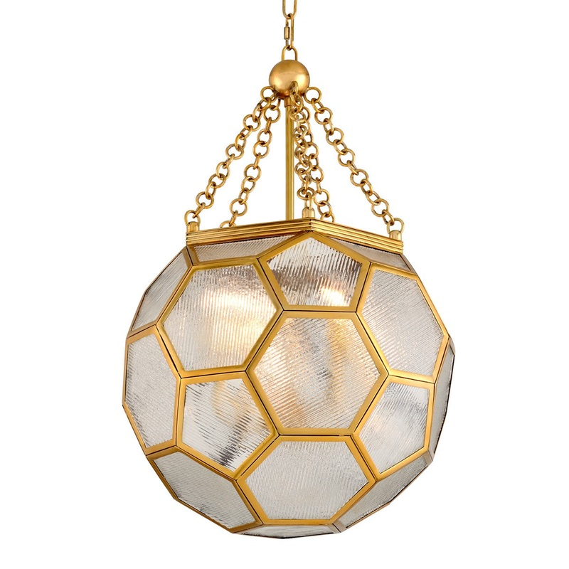 Corbett Lighting 301-74-VB Hexsation Four Light Chandelier Vintage Brass