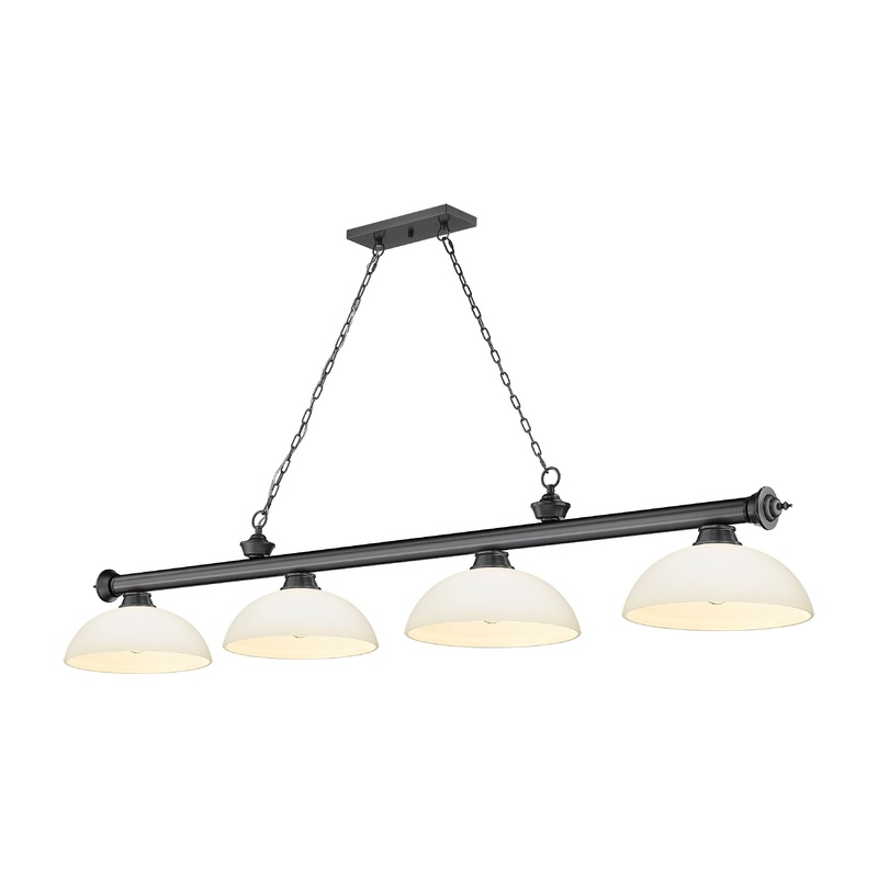 Cordon 4-Light Billiard Bronze Plate Dome Matte Opal Glass