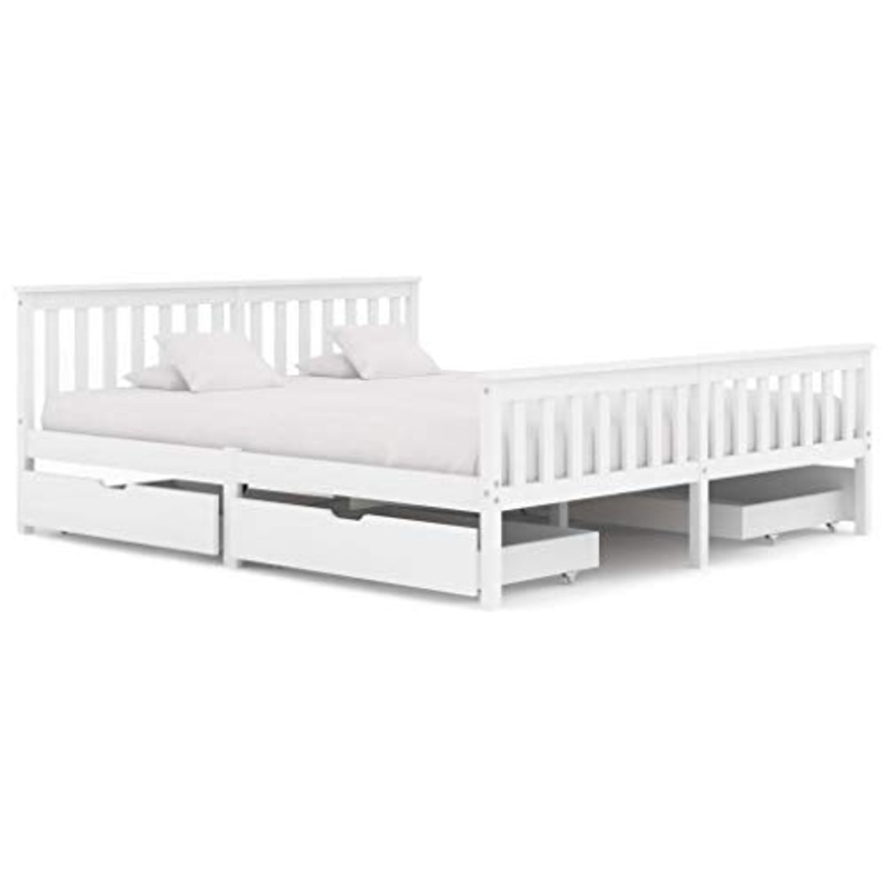 FAMIROSA Giroletto con 4 Cassetti Bianco in Massello di Pino 180×200 cm-0431