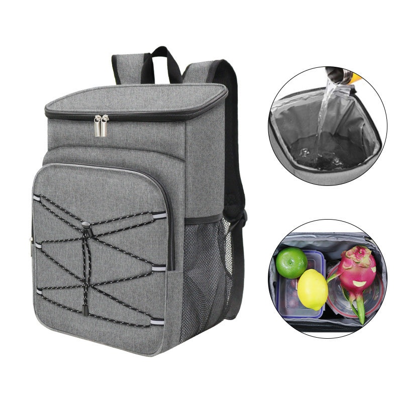 Grey Large Insulated Cooler Backpack – Leakproof, Lightweight for Picnic, Beach, Camping