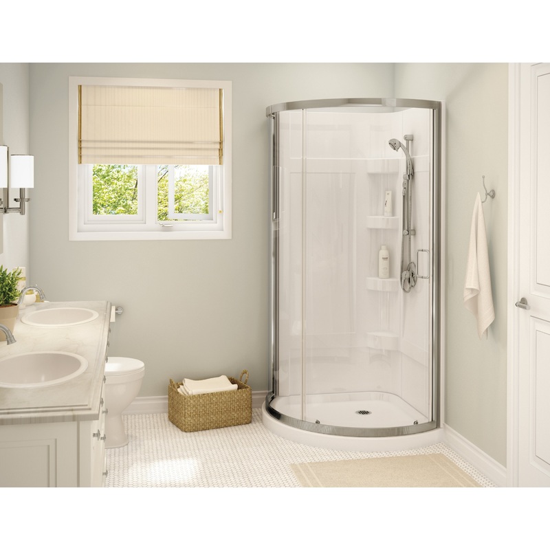 MAAX 300001-000-001-106 Cyrene 34 x 34 Acrylic Center Drain Shower Kit in White with Clear glass in Brushed Nickel