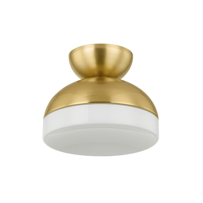 One Light Flush Mount from the Rue Collection in Aged Brass Finish by Mitzi