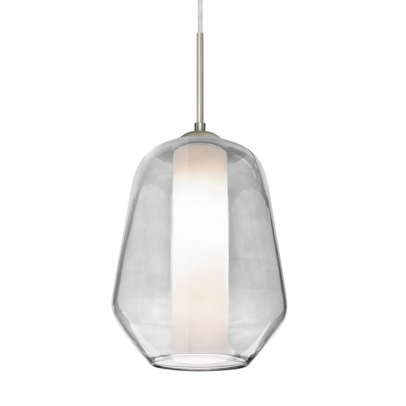 One Light Pendant from the Link Collection in Satin Nickel Finish by Besa