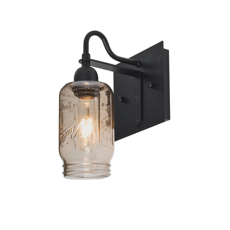 One Light Wall Sconce from the Milo Collection in Black Finish by Besa