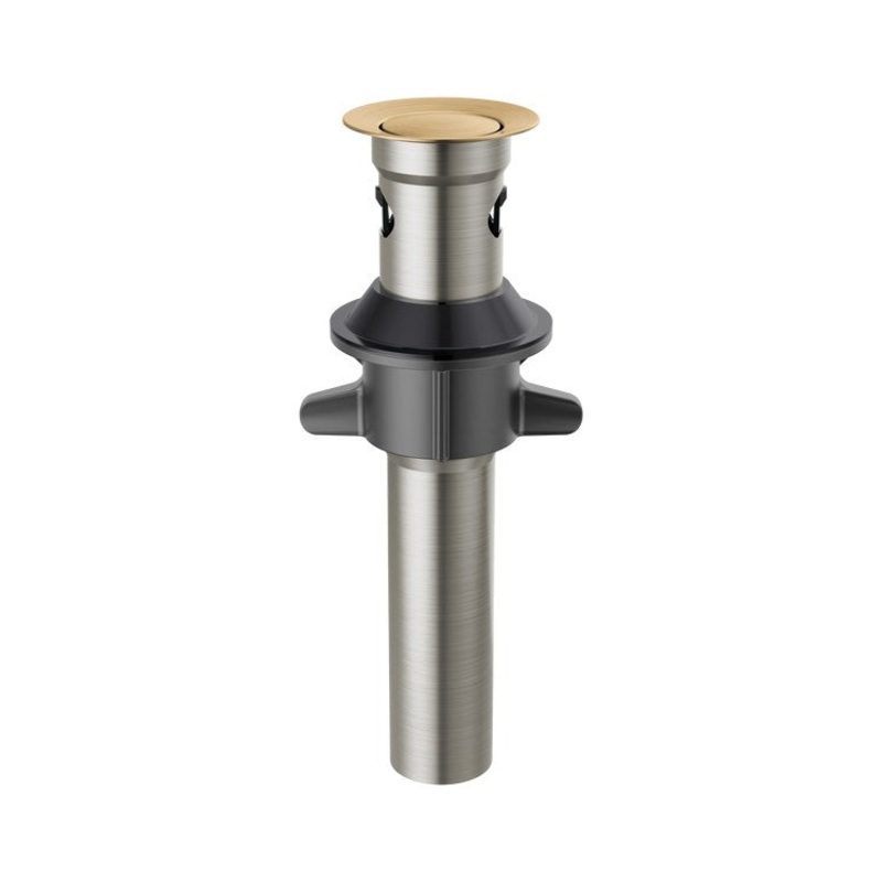 Pop-Up Drain Metal Push with Overflow 7-15/16 Inch Brilliance Champagne Bronze Metal for Sinks with Overflow