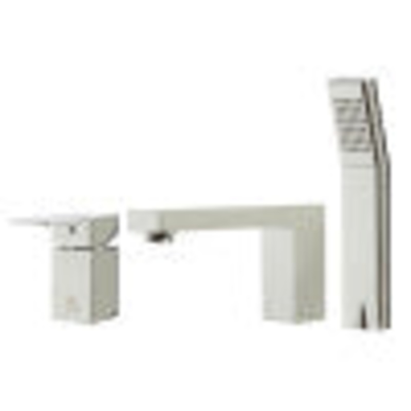 ALFI brand AB2322-PC Polished Chrome Deck Mounted Tub Filler and Square Hand Held Shower Head