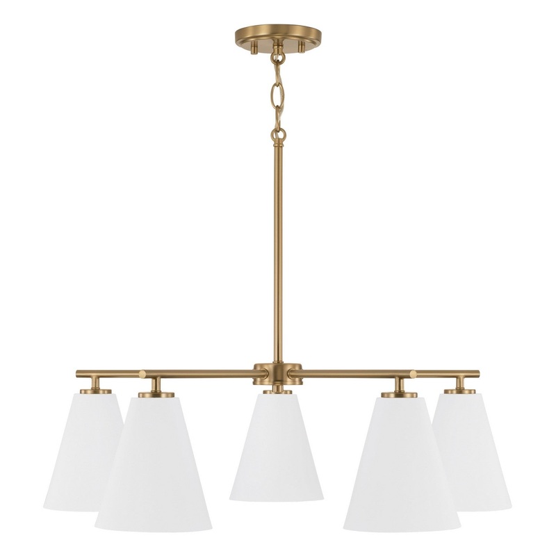 Five Light Chandelier from the Charlie Collection in Matte Brass and White Finish by Capital Lighting