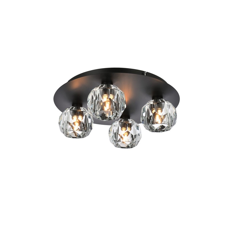 Four Light Flush Mount from the Graham Collection in Black And Clear Finish by Elegant Lighting