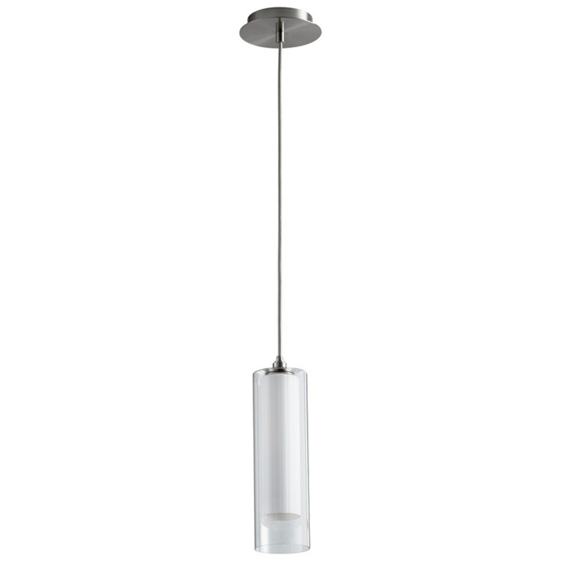 Gratis Single-Light Mini Pendant with Satin Opal Shade – Satin Nickel