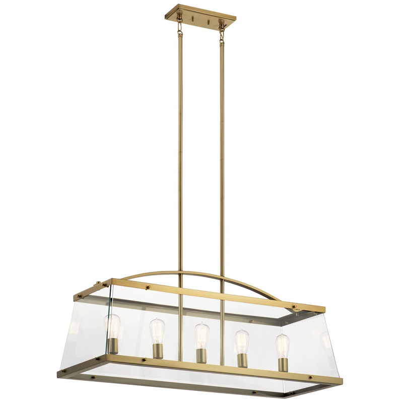 Kichler 52123BNB Five Light Linear Chandelier, Brushed Natural Brass