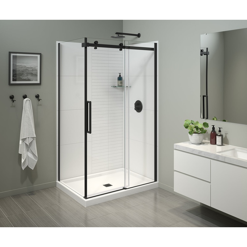 MAAX 134952-900-340-000 Halo Pro 48 x 36 x 78 3/4 in Sliding Shower Door for Corner Installation with Clear glass in Matte Black