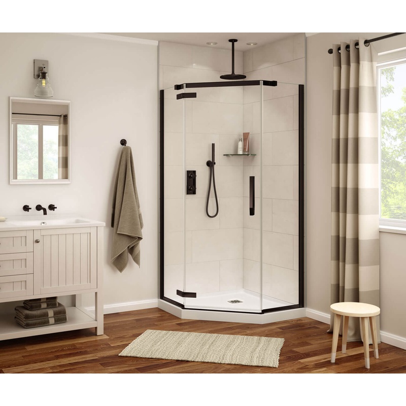 MAAX 139320-900-173-000 Davana Neo-angle 40 x 40 x 75 in. 8mm Pivot Shower Door for Corner Installation with Clear glass in Dark Bronze