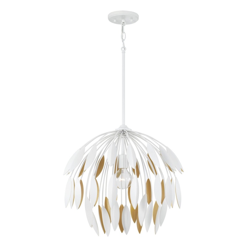 One Light Pendant from the Margeaux Collection in Matte White Finish by Capital Lighting