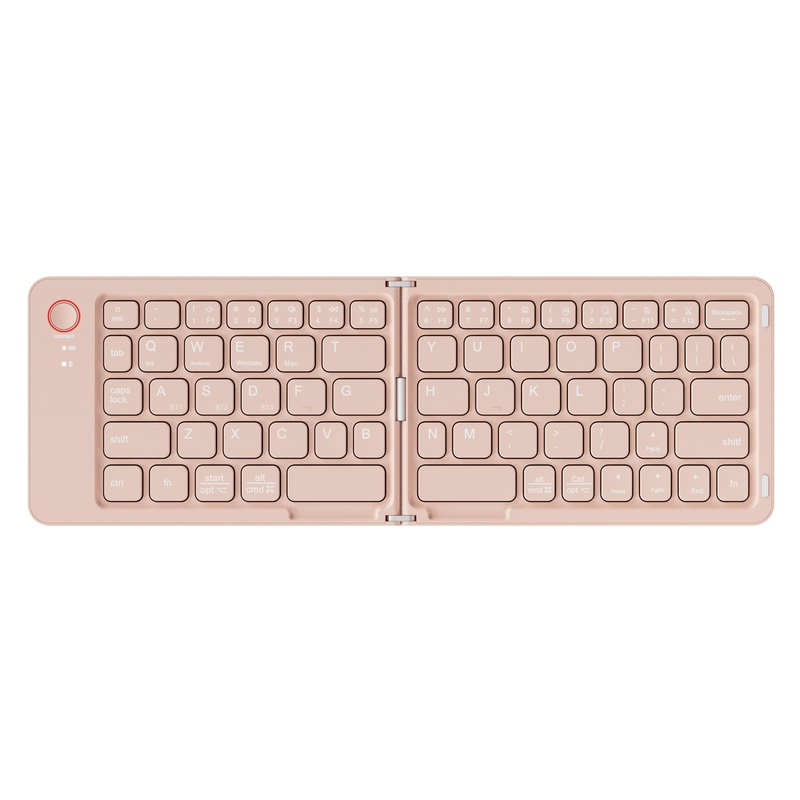Pink Ultra-Slim Foldable Bluetooth Keyboard – Portable Wireless Rechargeable Travel Keyboard for iOS Android Windows Devices