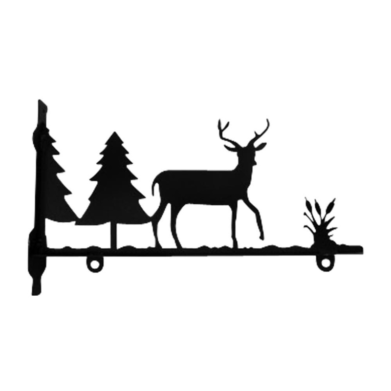 Village Wrought Iron SGB-203-24 Deer and Pines Sign Bracket 24 Inch