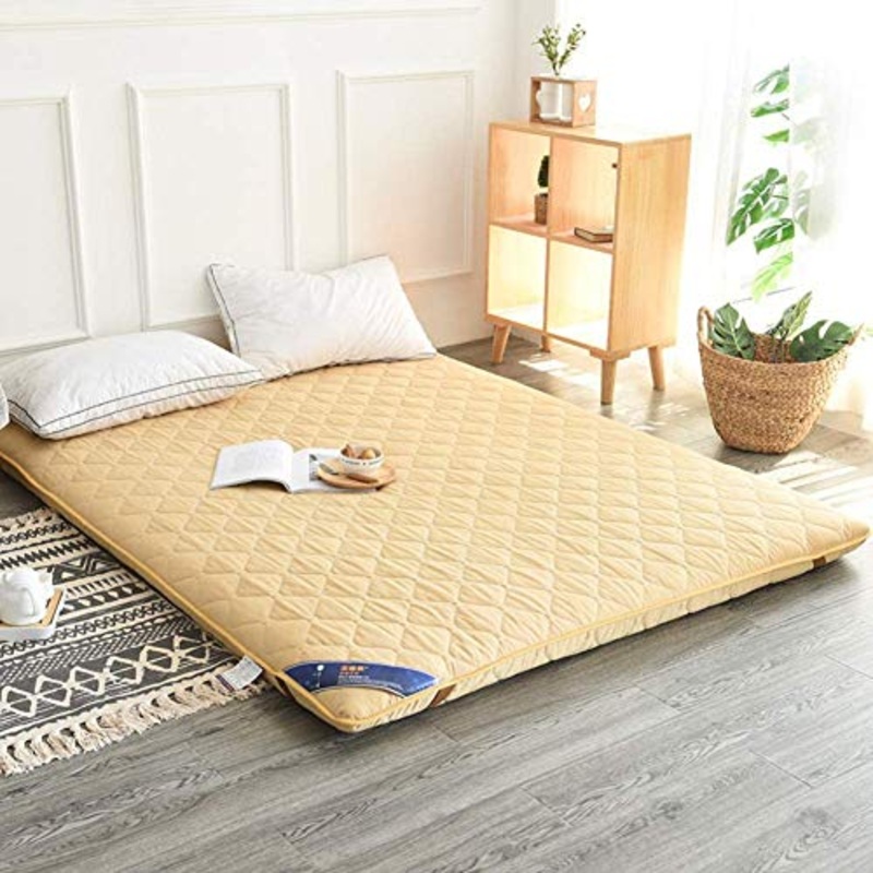 Z&HA Materasso Futon Caldo Spesso, Materasso Futon Memory Foam, Materasso Letto Pieghevole con Cuscino Antiscivolo,Beige,90x200cm