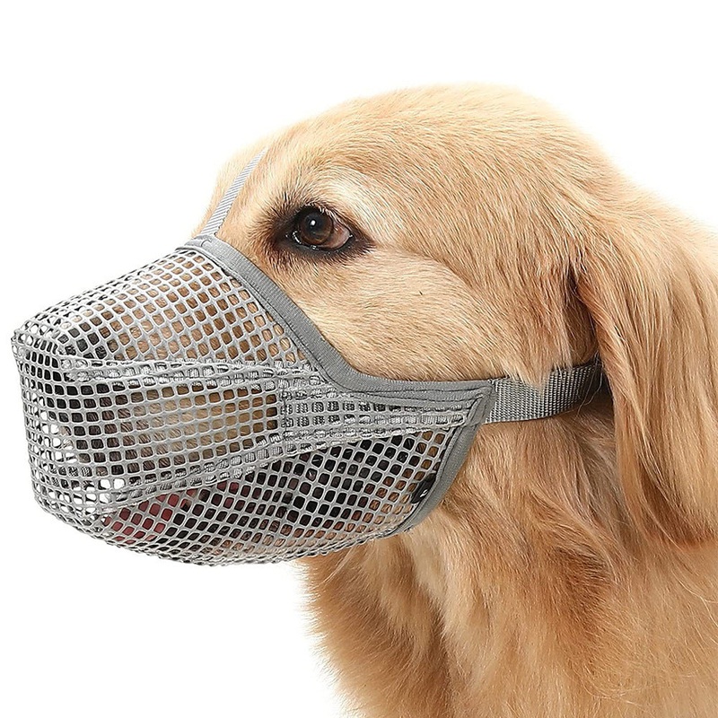 2 Pcs Size XS Grey Breathable Mesh Dog Muzzle – Anti-Barking, Biting & Chewing – Adjustable & Comfortable Nylon Muzzle for Dogs