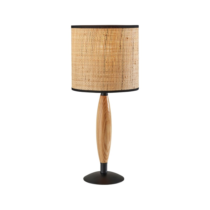 Cayman Table Lamp Black & Natural Wood