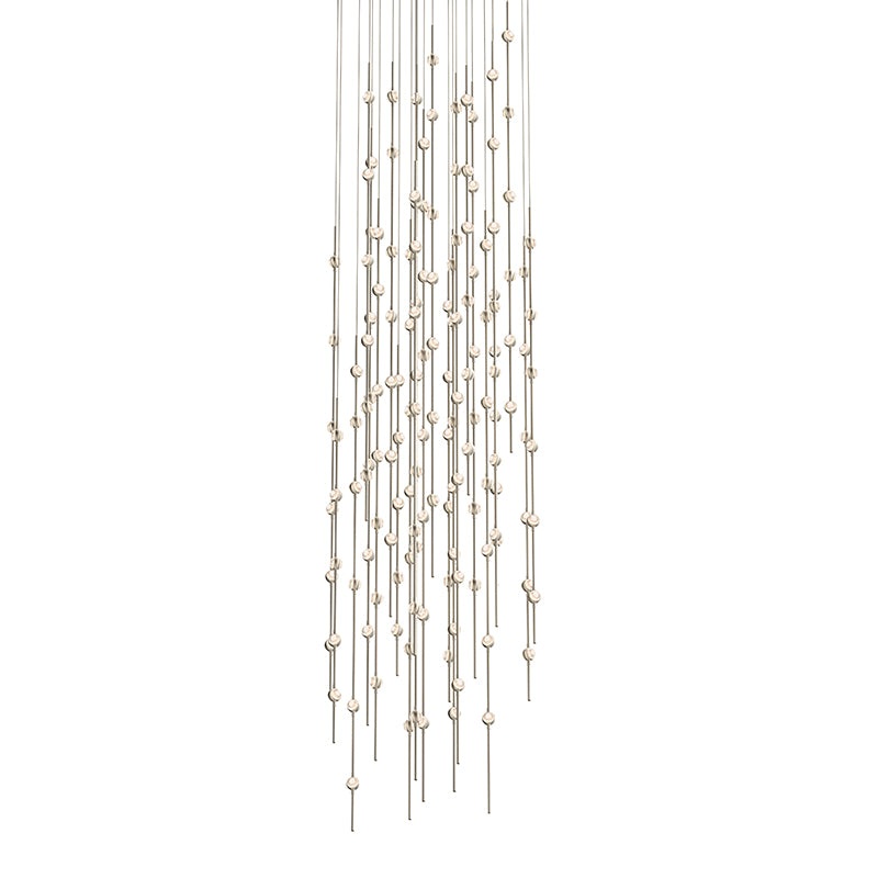 Constellation Andromeda 25″ Round LED Pendant Satin Nickel with Clear Faceted Acrylic 3000K 10′ Adjustable Cord