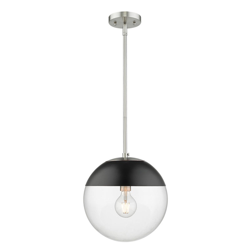 Dixon Pendant in Pewter with Clear Glass and Matte Black Cap