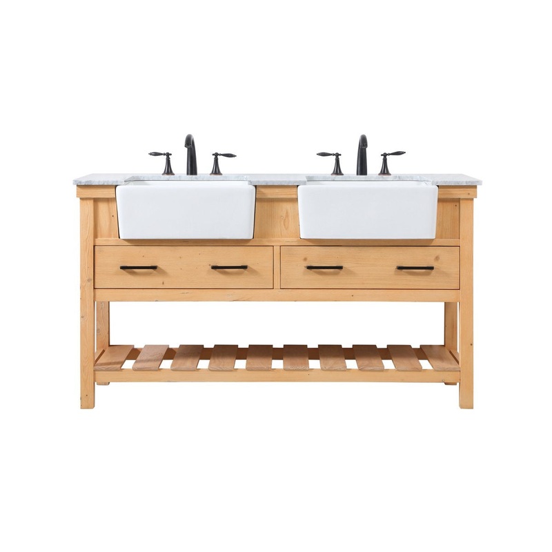 Double Bathroom Vanity from the Clement Collection in Natural Wood Finish by Elegant Lighting