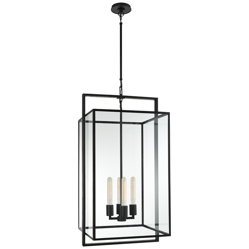 Four Light Lantern from the Halle Collection in Aged Iron Finish by Visual Comfort Signature