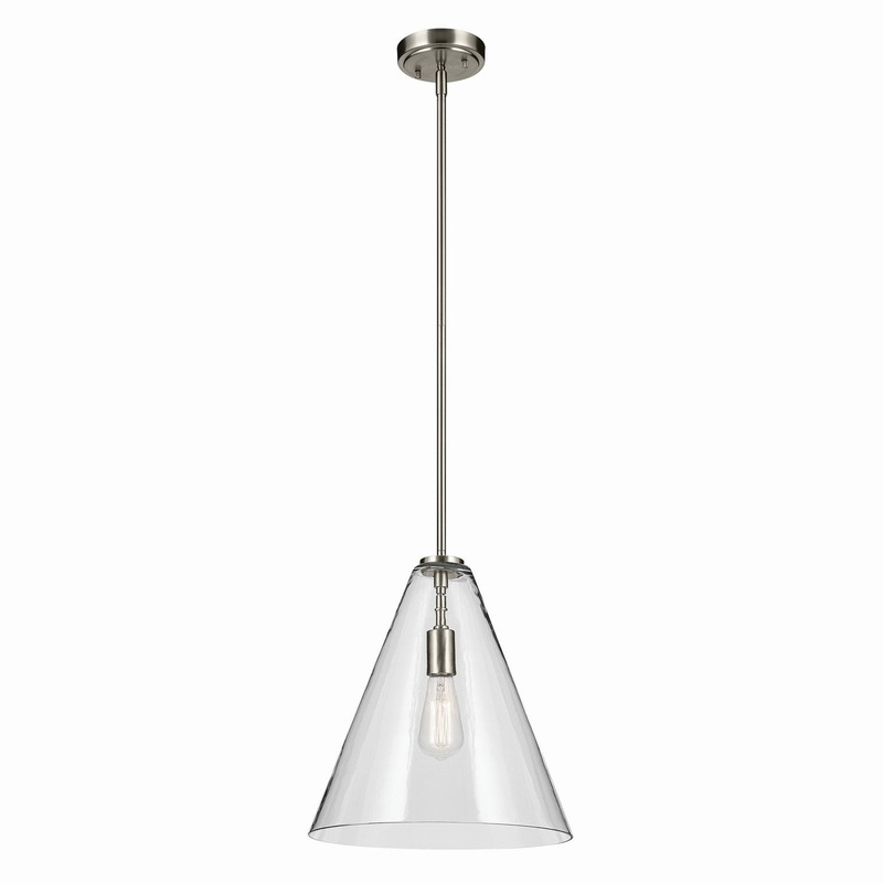 Kichler 42200NI One Light Pendant, Brushed Nickel