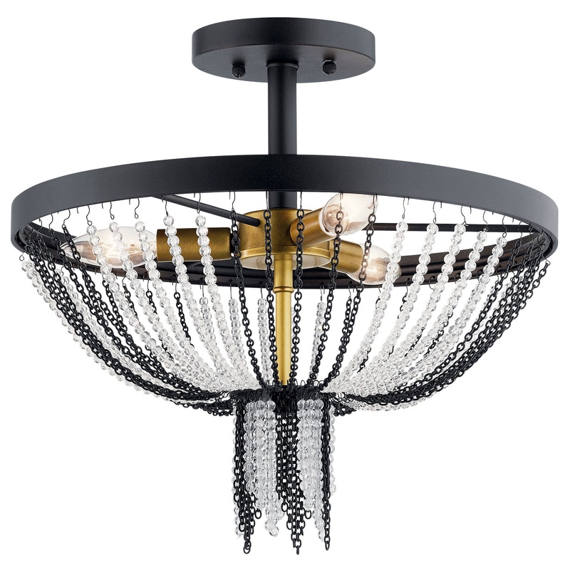 Kichler 52049BKT Three Light Semi Flush Mount, Textured Black