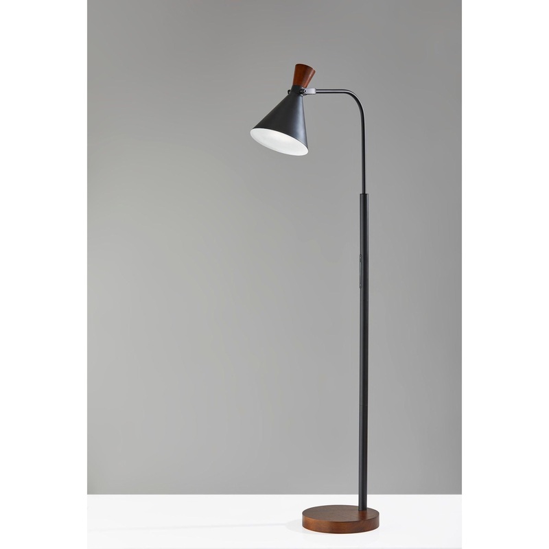 LED Task Floor Lamp Black/Walnut