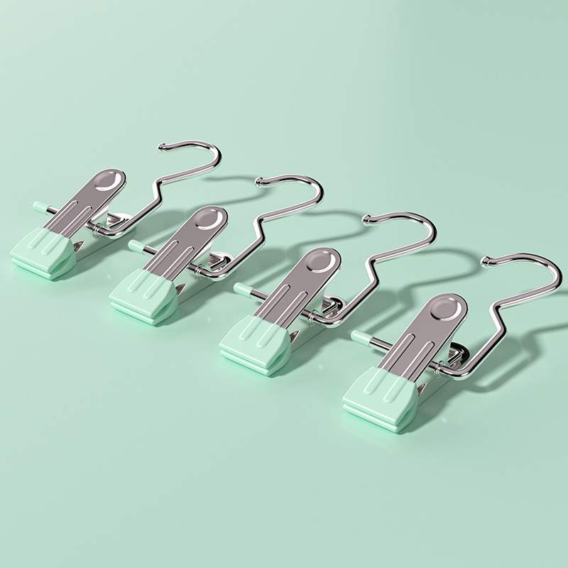 Light green Stainless Steel Hanging Clips (35 PCS) – Strong Grip for Pants, Hats, Socks, Laundry