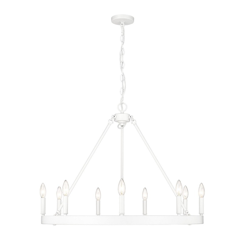 Nine Light Chandelier from the Alastair WHT Collection in Matte White Finish by Golden